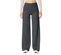 Pantalon de yoga pour femme - Pantalon de sport - Pantalon de course élastique - Taille haute - Pantalon de jogging baggy confortable - Pantalon de survêtement léger - Jambes droites - Pantalon de