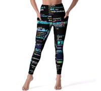 Pantalon de Yoga Taille Haute pour Femme avec Poches et Code Informatique coloré pour Sports de Plein air