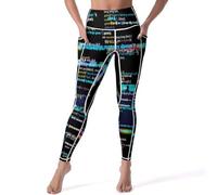 Pantalon de Yoga Taille Haute pour Femme avec Poches et Code Informatique coloré pour Sports de Plein air
