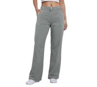 Pantalon décontracté à jambe droite pour femme avec fermeture éclair et passants de ceinture, coupe ample et confortable avec poches, Gris 9., L