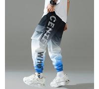 Pantalon décontracté à liens avant, multi-poches, imprimé lettres dégradé, retour à l'école pour hommes L,M,S,XL,XXLLettres,Ombré,Rayé,Tout ImpriméTissu tissé