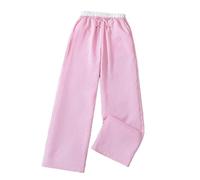 Pantalon décontracté à rayures pour fille - Pantalon d'été ample avec taille élastique, Rouge, 12 ans
