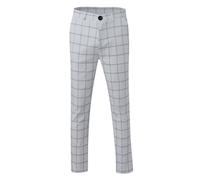 Pantalon Décontracté à Zip Coupe Slim Imprimé à Carreaux Pantalon Tendance Internet Col Droit avec Fermeture Pantalons de Ville Léger Motif Graphique Bas Fashion Tendance