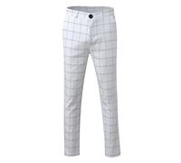 Pantalon Décontracté à Zip Coupe Slim Imprimé à Carreaux Pantalon Tendance Internet Col Droit avec Fermeture Pantalons de Ville Léger Motif Graphique Bas Fashion Tendance