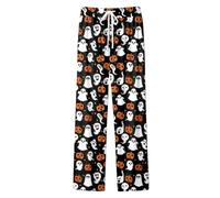 Pantalon Décontracté Baggy Confortable Pantalon décontracté à imprimé intégral Coupe Confortable Style Polyvalent Usage Quotidien Femme Tendance Design Polyvalent Moderne idéal Tenue(Black, S)