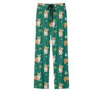 Pantalon Décontracté Confortable Simple Pantalon décontracté Femme à imprimé intégral Coupe Confortable élastique Tissu Doux idéal Quotidien Style Moderne (Green, XL)