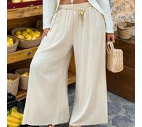 Pantalon décontracté élégant à taille élastique pour grandes tailles, printemps/été 0XL,1XL,2XL,3XL,4XLUnicoloreTissu tissé