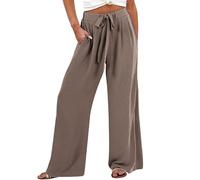 Pantalon décontracté élégant pour femme - Jambe large avec taille réglable - Poches à nœud fluide pour un confort quotidien et une utilisation polyvalente, autre, XXL