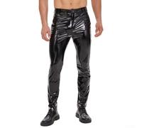Pantalon décontracté en cuir avec fermeture éclair pour homme - Pantalon droit élégant pour la maison et les activités quotidiennes (XXL noir)