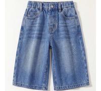Pantalon décontracté en jean bleu 3/4 de base Y2K pour jeune fille, tenue décontractée de printemps et d'été pour vacances, style bohème de campagne 6Y,7Y,8Y,4Y,5YHalloweenJean