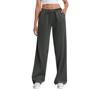 Pantalon décontracté en lin pour femme - 76,2 cm/81,3 cm/86,4 cm/91,4 cm - Entrejambe de taille - Pantalon de plage d'été avec poches - Imprimé léopard, gris foncé, L