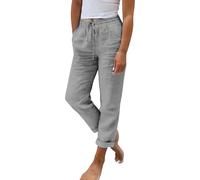 Pantalon décontracté en lin pour femme avec cordon de serrage, couleur unie, respirant, coupe ample, confortable, minimaliste et élégant, léger, pour la plage, le quotidien, pour le printemps, l'été