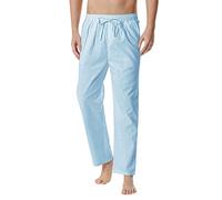 Pantalon décontracté en lin pour homme - Taille élastique - Pantalon de yoga léger - Jambes droites - Coupe ample - Confortable - Respirant - Pantalon d'été basique, bleu, 3XL