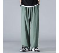 Pantalon décontracté en soie glacée pour homme, tour de taille 76-111, pantalon léger à séchage rapide pour un usage quotidien et au bureau (3XL, vert)