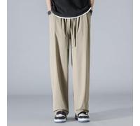 Pantalon décontracté en soie glacée pour homme, tour de taille 76-111, pantalon léger à séchage rapide pour un usage quotidien et le bureau (L kaki)