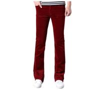 Pantalon décontracté en velours côtelé pour homme - Pantalon évasé extensible de style disco des années 70 - Convient pour les tenues des années 60 et 70 - Jean évasé pour homme., rouge, 34