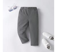 Pantalon décontracté et confortable de couleur unie pour jeune garçon - avec décoration d'un seul bouton, poches inclinées, design de taille élastique, convient pour le port quotidien, les voyages, le