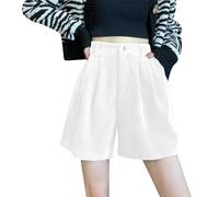 Pantalon Décontracté Femmes - Pantalon Femme Décroche Pantacourt Moelleuse Corsaire Couleur Pure Pant Confortable Short avec Bouton Pant Respirant Pants en Velours Côtelé Pantacourt