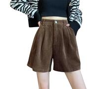 Pantalon Décontracté Femmes - Pantalon Femme Décroche Pantacourt Moelleuse Corsaire Couleur Pure Pant Confortable Short avec Bouton Pant Respirant Pants en Velours Côtelé Pantacourt