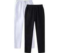 Pantalon décontracté Homme Hip Hop Sportswear Training Jogging à Lacets avec Poche 2 Pièces Confortable Urbain Moderne 2pièces (White, L)