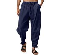 Pantalon décontracté Homme léger Respirant Coupe Ample sergé Plage Cordon Serrage Taille élastique Confortable Tous Pantalon Cargo Homme Stretch Confortable Quotidien Poches Style Urbain (Navy, XXXL)