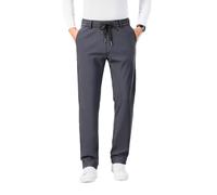Pantalon décontracté léger à enfiler en soie glacée confortable pour tous les jours pour homme, coupe ajustée, respirant, ne se déforme pas, pantalon extensible, gris foncé, 3XL