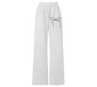 Pantalon décontracté léger pour Fille avec Cordon de Serrage Coupe Ample Droite Sportive Confort Jeu Quotidien (Grey-B, 140)