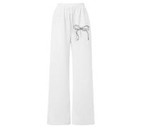 Pantalon décontracté léger pour Fille avec Cordon de Serrage Coupe Ample Droite Sportive Confort Jeu Quotidien (White-BA, 120)