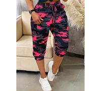 Pantalon décontracté polyvalent à taille élastique et motif camouflage, pour un port quotidien pour femmes L,M,S,XLImprimés aléatoiresÉtoffe