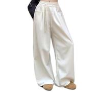 Pantalon décontracté pour femme, coupe décontractée, couleur pure, pantalon long avec taille élastique pour le travail, le bureau, les voyages, l'extérieur S-XXL (beige)
