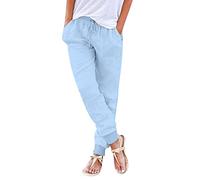 Pantalon décontracté pour femme - Motif camouflage brodé - Fermeture éclair - Ceinture athlétique rétro fleurie - Football, bleu clair, XL