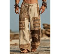 Pantalon décontracté pour homme à imprimé tribal rétro, pantalon imprimé 3D, pantalon ample à taille mi-haute avec cordon de serrage et poches, printemps et été SJHLD20260716R