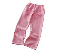 Pantalon décontracté pour homme avec coupe droite ample et motif imprimé irrégulier, adapté aux tendances de la mode streetwear et Y2K (XXXL rose)