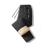 Pantalon décontracté pour homme doublé en polaire épais, chaud et coupe-vent pour toutes les saisons pour les loisirs, longueur normale, élasticité modérée, couleur pure (7XL noir)