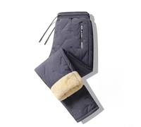 Pantalon décontracté pour homme doublé en polaire épais, chaud et coupe-vent pour toutes les saisons pour les loisirs, longueur normale, élasticité modérée, couleur pure (gris foncé)