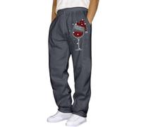 Pantalon décontracté pour homme - Pantalon hip-hop de Noël - Couleur unie - Avec manchette à lacets - Poche pratique pour des activités de loisirs élégantes, gris foncé, XL