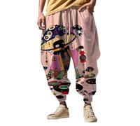 Pantalon décontracté pour homme - Style japonais - Pantalon baggy sarouel - Motif amusant - Pantalon décontracté hippie - Pantalon de jogging à l'entrejambe - Pantalon de rue - Jambe large - Bas