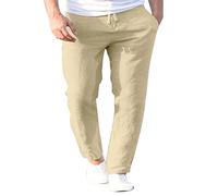 Pantalon décontracté pour homme, tissu d'été fin, coupe décontractée, taille moyenne, cordon de serrage soigné, poches pratiques, escapade en ville, journée de voyage, fête dans le jardin, course à