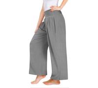 Pantalon décontracté surdimensionné pour fille - Pantalon alazzo à jambes larges - Tissu léger élégant drapé - Couleur unie - Pour les vacances d'été - Tenue décontractée, gris, 120
