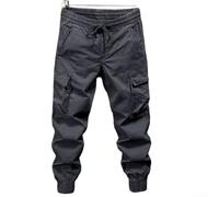 Pantalon décontracté tendance de couleur unie avec poches et reliure à la cheville, convient pour le travail quotidien, les vacances, les clubs, le printemps, l'été, l'automne, l'hiver (XXL, gris