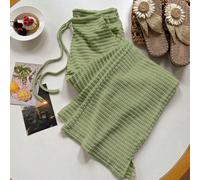 Pantalon décontracté vert à taille élastique et poches pour femmes, adapté pour les vacances L,M,S,XL,XS,XXSUnicoloreTissu tricoté