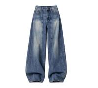 Pantalon denim décontracté taille haute jambe large femme | Pantalon denim taille haute jambe large pour femme, coupe ample baggy, couture à panneaux, pantalon long décontracté avec poc