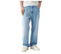 Pantalon Denim Homme Ample Droit Gris Bleu Décontracté Travail Pantalons Homme Jeans Loose Fit Grande Taille Noir Blanc Mode Punk Automne Hiver Straight Leg Stretch Men Pants Portefeuille (Blue, L)