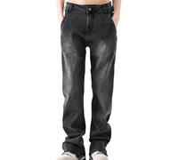 Pantalon Denim Homme Ample Droit Gris Bleu Mode Punk Pantalons Jeans Homme Grande Taille Loose Fit Noir Blanc Décontracté Travail Automne Hiver Straight Leg Stretch Portefeuille Avec Fermeture (40)