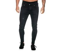 Pantalon Denim Homme Gris Bleu Mode Punk Pantalons Jeans Homme Skinny Noir Blanc Classique Décontracté Automne Hiver Taille Haute Droit Jeans Slim Fit Jogging Legging Men Pants Monnaie Cuvette (M)