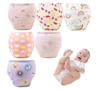 Pantalon d'entraînement au pot pour filles garçons 6pcs Coton Absorbant Potty Training Underwear Pantalon de pipi réutilisable Respiable pour tout-petit, taille 100