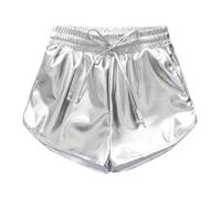 Pantalon d'entraînement d'été pour Enfants (garçons et Filles) Pantalon de Danse en Cuir Pantalon Trois-Quarts Short Short de Danse Moderne Hauteur recommandée (110 150 cm) Combinaison (Silver 120)