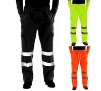 Pantalon d'entraînement pour homme avec poches réfléchissantes pour homme - Bande réfléchissante - Pantalon imperméable - Surpantalon de combat avec poche latérale - Taille élastique, Noir , L