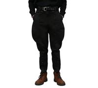 Pantalon d'équitation vintage en coton de style militaire avec fermeture à bouton sur les jambes, reproduction historique, Noir , 3XL