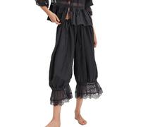 Pantalon d'été à jambe large pour femme - Pantalons de lingerie pour dessous de robe en dentelle creuse - Vêtements d'intérieur pour femme, Noir , S